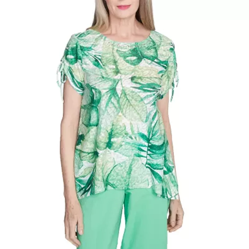 Alfred Dunner Rise And Shine Womens Crew Neck Short Sleeve T-Shirt