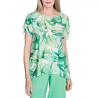 Alfred Dunner Rise And Shine Womens Crew Neck Short Sleeve T-Shirt
