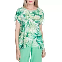 Alfred Dunner Rise And Shine Womens Crew Neck Short Sleeve T-Shirt
