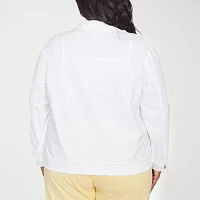 Alfred Dunner Rise And Shine Lightweight Denim Womens Plus Jacket