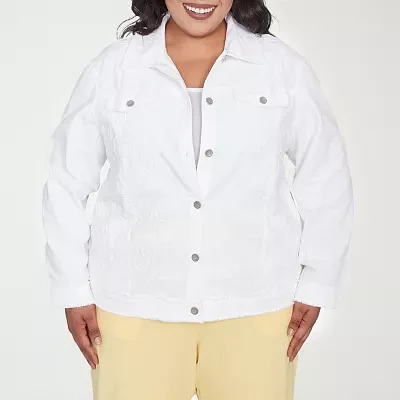 Alfred Dunner Rise And Shine Lightweight Denim Womens Plus Jacket