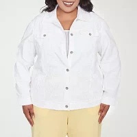 Alfred Dunner Rise And Shine Lightweight Denim Womens Plus Jacket