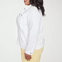 Alfred Dunner Rise And Shine Lightweight Denim Womens Plus Jacket