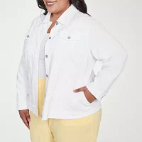 Alfred Dunner Rise And Shine Lightweight Denim Womens Plus Jacket