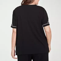 Alfred Dunner Natural Instinct Womens Plus Crew Neck Short Sleeve Stretch Fabric T-Shirt