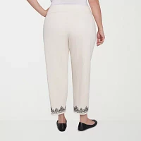 Alfred Dunner-Plus Natural Instinct Womens Mid Rise Stretch Fabric Straight Fit Ankle Pant