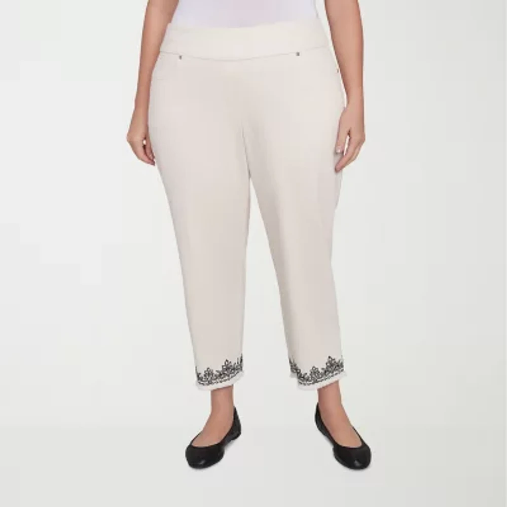 Alfred Dunner-Plus Natural Instinct Womens Mid Rise Stretch Fabric Straight Fit Ankle Pant