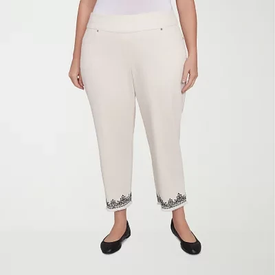 Alfred Dunner-Plus Natural Instinct Womens Mid Rise Stretch Fabric Straight Fit Ankle Pant