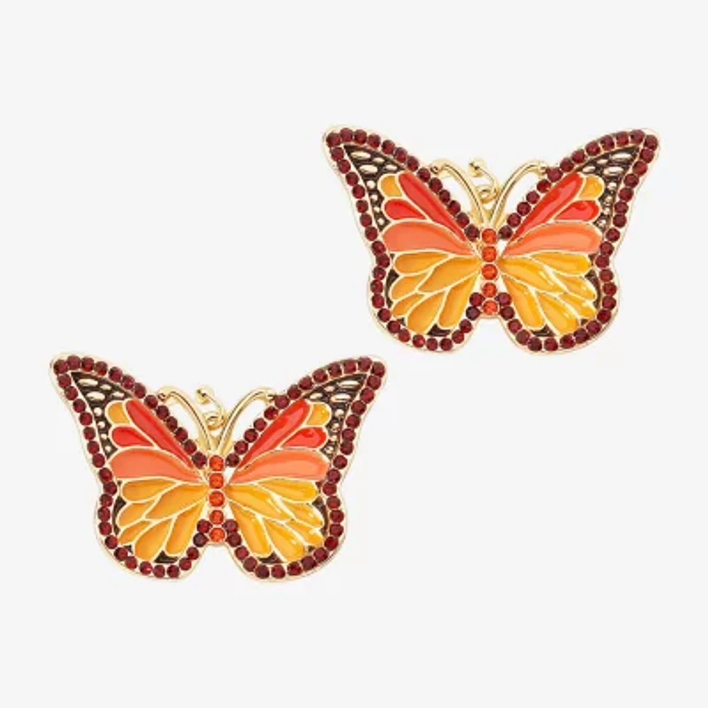 Bijoux Bar Gold Tone Womens Butterfly Drop Earrings