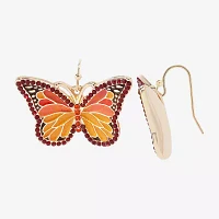 Bijoux Bar Gold Tone Womens Butterfly Drop Earrings