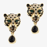 Bijoux Bar Gold Tone Leopard Womens Multi Color Drop Earrings