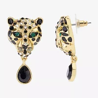 Bijoux Bar Gold Tone Leopard Womens Multi Color Drop Earrings