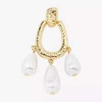 Bijoux Bar Gold Tone Womens Simulated Pearl Drop Earrings