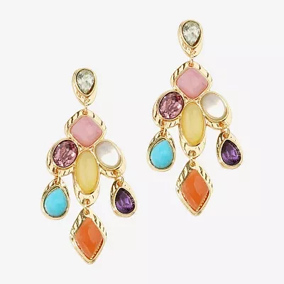 Bijoux Bar Gold Tone Womens Multi Color Drop Earrings
