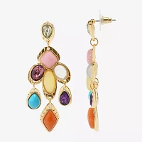 Bijoux Bar Gold Tone Womens Multi Color Drop Earrings