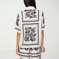 Premier Amour Floral Womens Short Sleeve Blouse