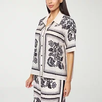 Premier Amour Floral Womens Short Sleeve Blouse