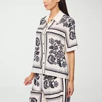Premier Amour Floral Womens Short Sleeve Blouse