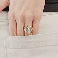 (G / Si2) Womens 2 CT. T.W. Lab Grown White Diamond 10K Gold Bypass  Side Stone Ring Sets