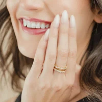 (G / Si2) Womens 1 CT. T.W. Lab Grown White Diamond 10K Gold Side Stone Ring Guard