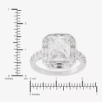 Diamonart Womens White Cubic Zirconia Sterling Silver Side Stone Halo Engagement Ring