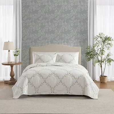 Laura Ashley Floral Embroidery Quilt Set