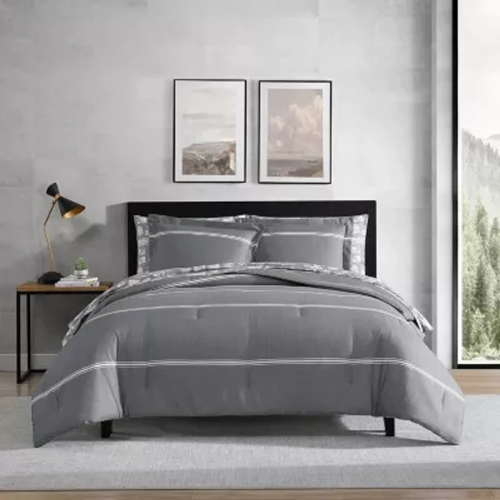 Eddie Bauer Chevron And Stripes Midweight Comforter Set