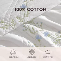 Laura Ashley Floral Embroidery Quilt Set
