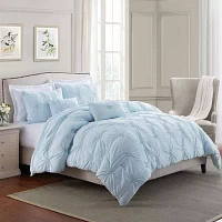 Swift Home Luxurious Ruched 3d Floral Pintuck Sham And Midweight Down Alternative Comforter Set