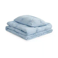 Swift Home Luxurious Ruched 3d Floral Pintuck Sham And Midweight Down Alternative Comforter Set