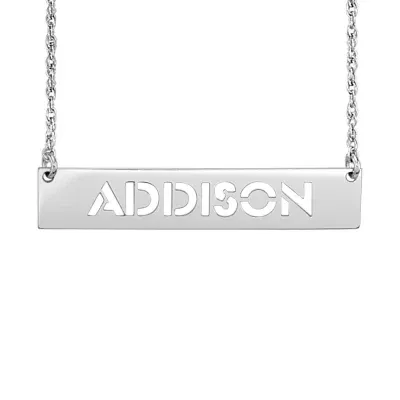 Personalized Womens Sterling Silver Bar Name Necklace