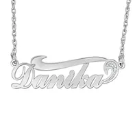 Womens Diamond Accent Mined White Sterling Silver Name Necklace