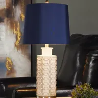 Stylecraft 13 W Cream & Blue Table Lamp