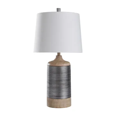 Stylecraft Haverhill 16" W Tan & Silver Table Lamp