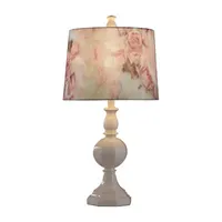 Stylecraft 14 W White & Rose Print Table Lamp