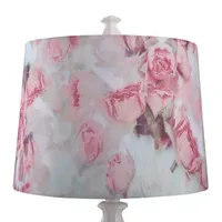 Stylecraft 14 W White & Rose Print Table Lamp