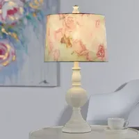 Stylecraft 14 W White & Rose Print Table Lamp