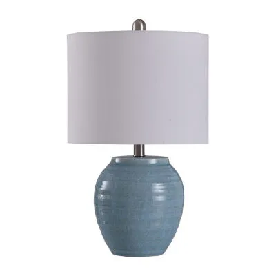 Stylecraft 12.5 W Light Blue Crackle Table Lamp
