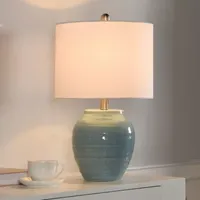 Stylecraft 12.5 W Light Blue Crackle Table Lamp