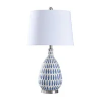 Stylecraft 15.5 W Off-White & Blue Ceramic Table Lamp