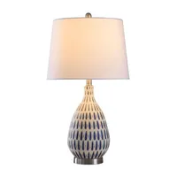 Stylecraft 15.5 W Off-White & Blue Ceramic Table Lamp