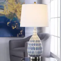 Stylecraft 15.5 W Off-White & Blue Ceramic Table Lamp