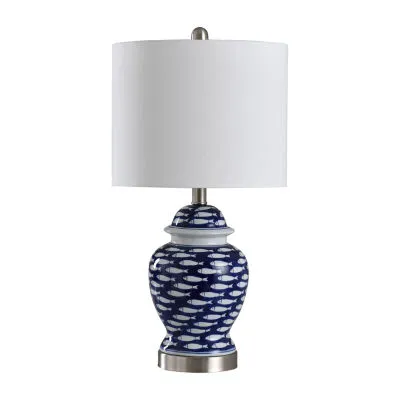 Stylecraft 12 W Blue And White Ceramic Table Lamp