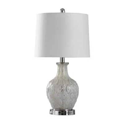 Stylecraft 12 W Off-White & Cream Glass Table Lamp