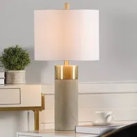 Stylecraft 14 W Brass & Natural Table Lamp