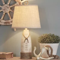 Stylecraft 13 W Distressed White Table Lamp