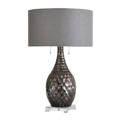 Stylecraft Lydney 17.5 W Brown & Silver Table Lamp
