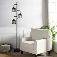 Stylecraft Three Pendant Black Floor Lamp