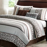 Madison Park Harvard 5-Pc Jacquard Quilt Set With Throw Pillows