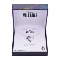 Disney Classics Villians Cubic Zirconia Pure Silver Over Brass 16 Inch Link Heart Maleficent Sleeping Beauty Pendant Necklace